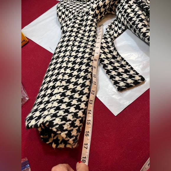 Last Kiss BIG Black Houndstooth Belted Acrylic Peacoat Pockets high Collar Lined - Picture 10 of 15
